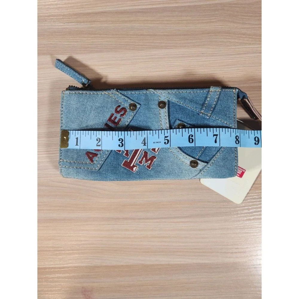 Texas‎ A&M University Aggies Sandol Jean Denim Wallet Pocket Zips Card Slots
